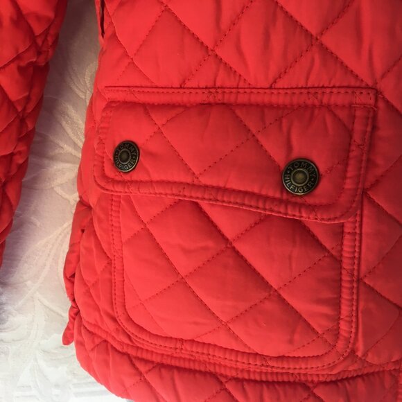 Tommy Hilfiger Jacket Girls 10 /12 Orange Quilted Coat LIght Winter or Spring - Picture 8 of 16